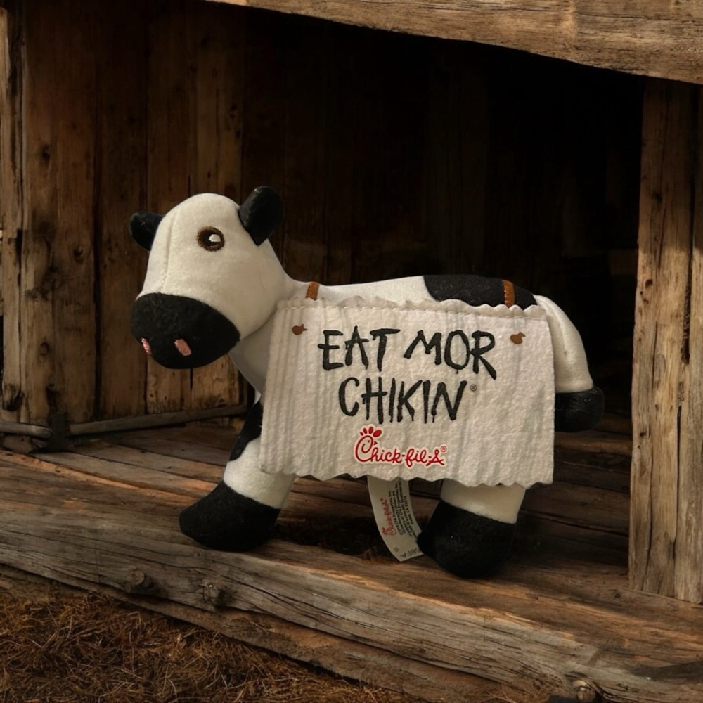 Chick-fil-A Cow Plush Toy Stuffed Animal White Black